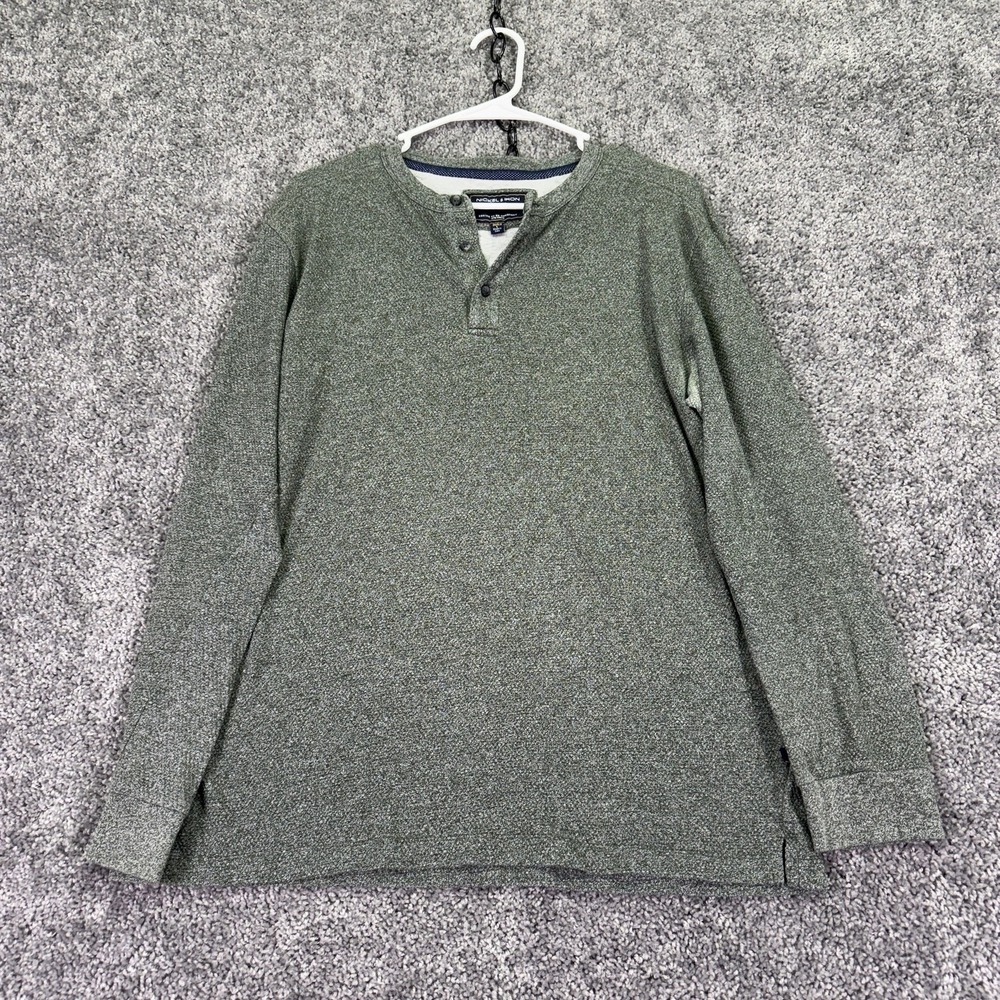 Nickel & Iron Shirt Mens Large Green Gray Knit Henley Long Sleeve Casual City